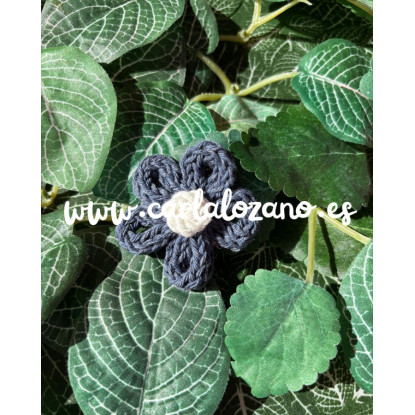 Flor de tricot AZUL TEJANO