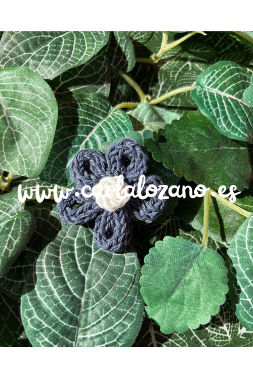 Flor de tricot AZUL TEJANO