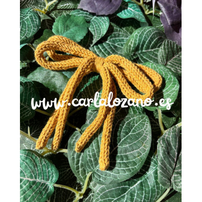 Lazo de tricot doble MOSTAZA
