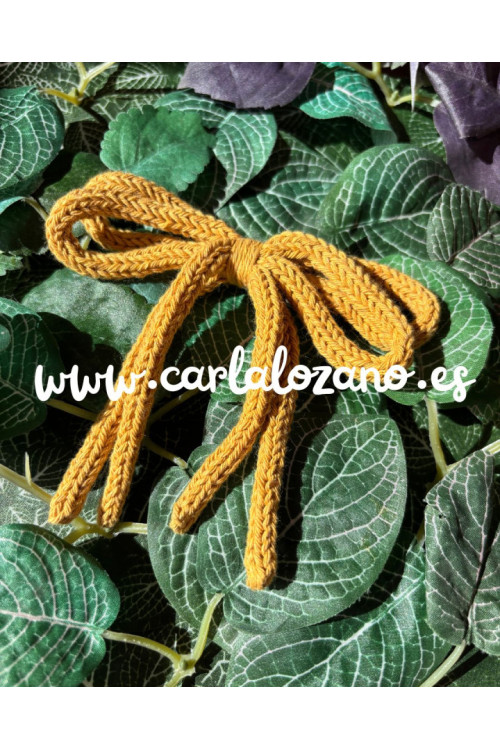 Lazo de tricot doble MOSTAZA