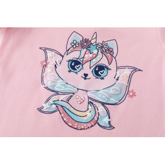 Camiseta m/c con unicornio sirena ROSA