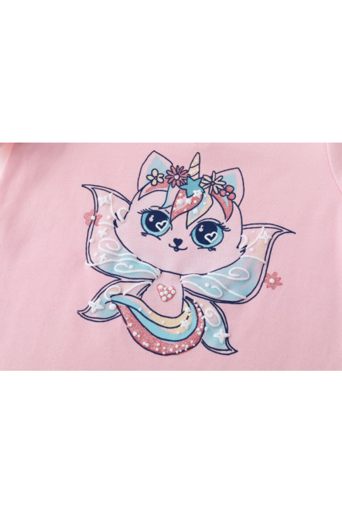Camiseta m/c con unicornio sirena ROSA