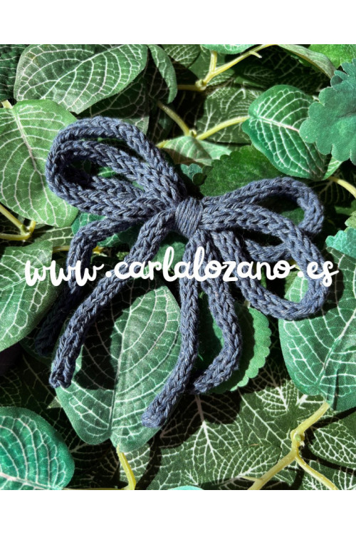 Lazo de tricot doble AZUL TEJANO 