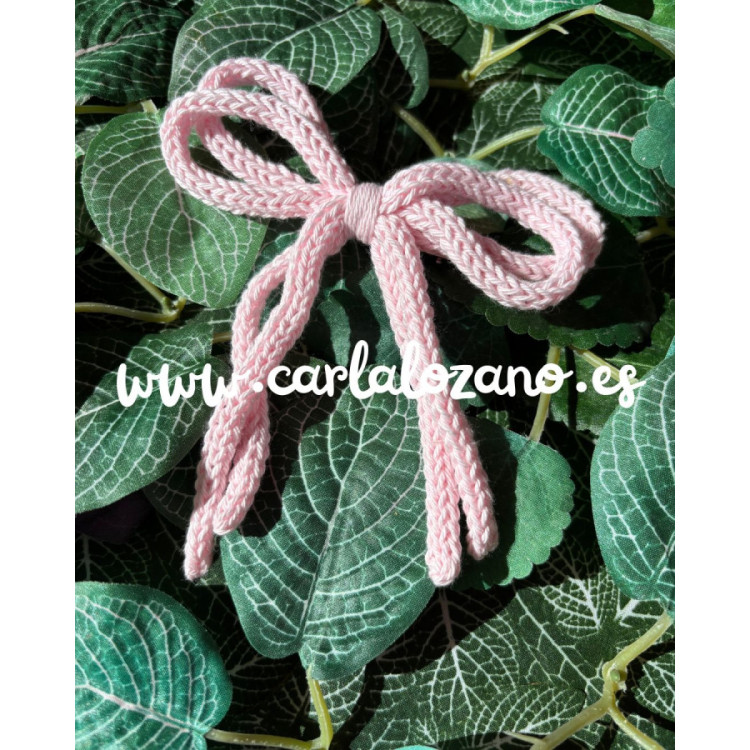 Lazo de tricot doble ROSA BEBÉ