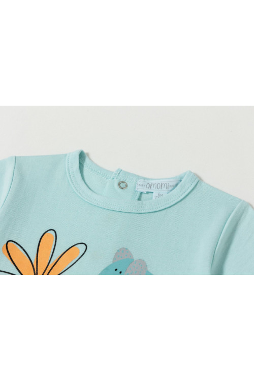 Pijama m/c con elefantes TURQUESA