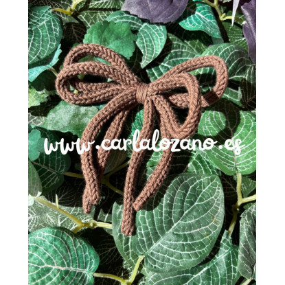 Lazo de tricot doble MARRÓN