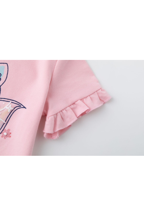 Camiseta m/c con unicornio sirena ROSA