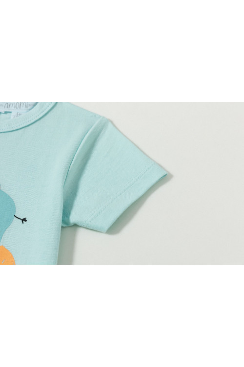 Pijama m/c con elefantes TURQUESA