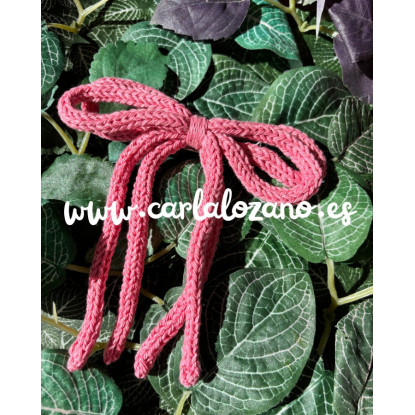 Lazo de tricot doble ROSADO