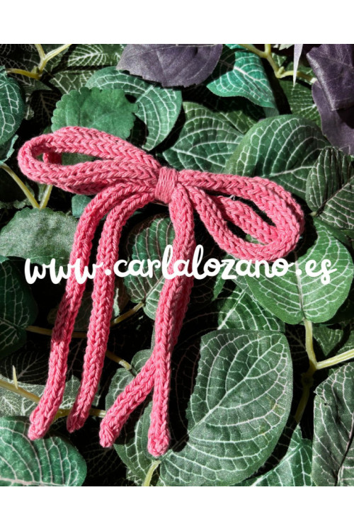 Lazo de tricot doble ROSADO