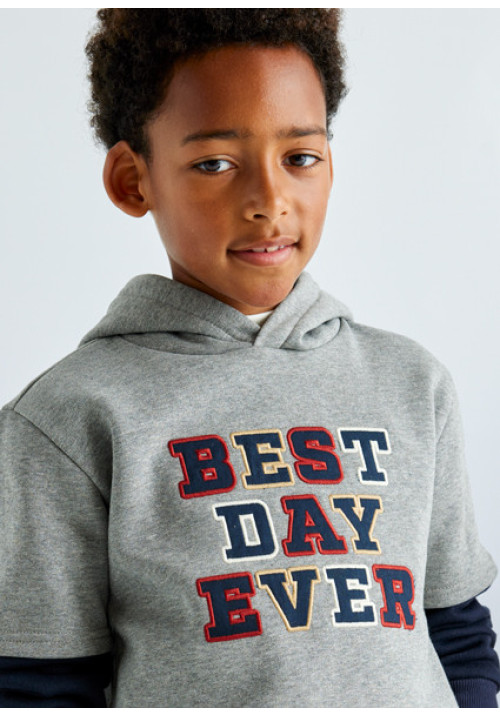 Sudadera con capucha gris BEST DAY EVER Ref: 7444