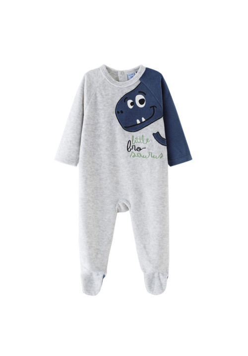 Pijama de terciopelo gris DINOSAURIO 