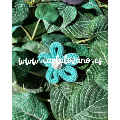 Flor de tricot TURQUESA
