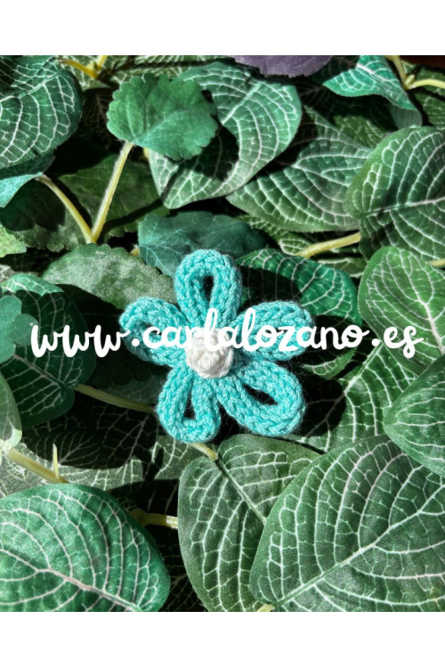 Flor de tricot TURQUESA