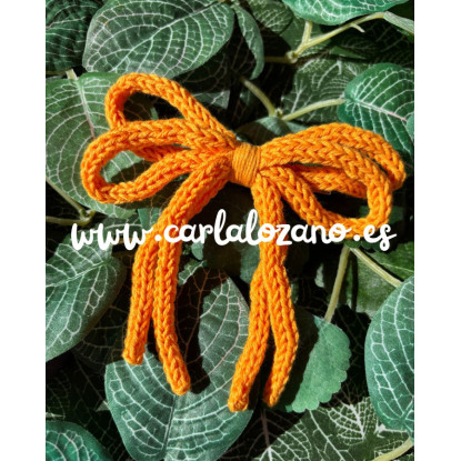 Lazo de tricot doble NARANJA PASTEL