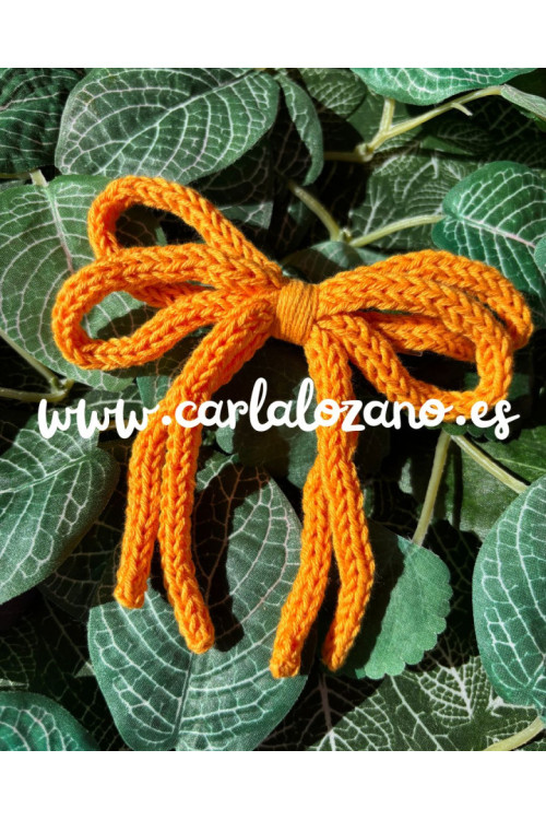 Lazo de tricot doble NARANJA PASTEL