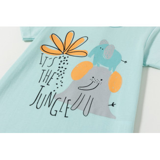 Pijama m/c con elefantes TURQUESA