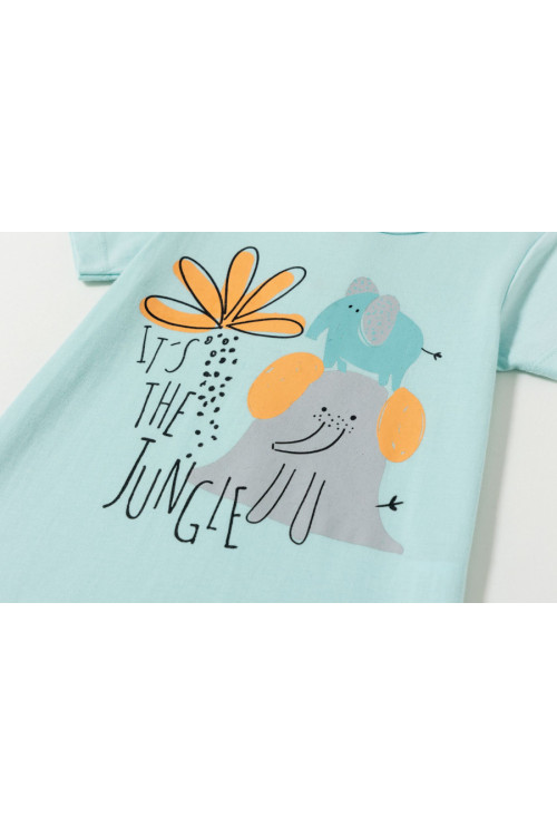 Pijama m/c con elefantes TURQUESA