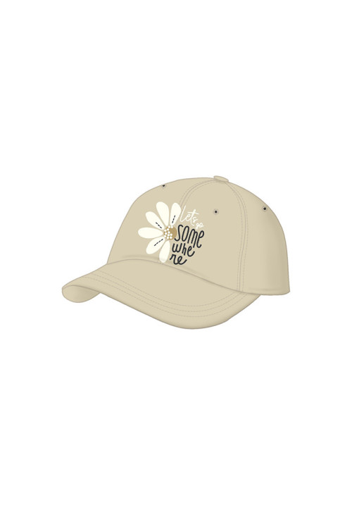 Gorra beige con flor 