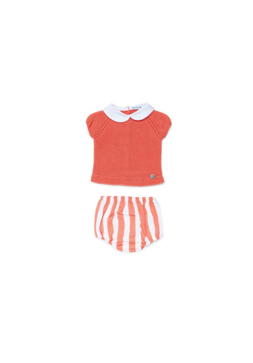 Conjunto braga de tela rayada CORAL